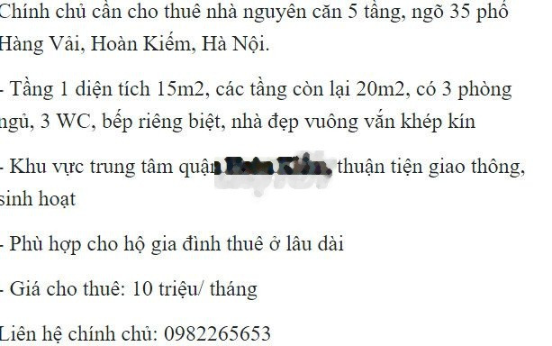 nhà nguyên căn 5 tầng, ngõ 35 phố Hàng Vải, Hoàn Kiếm, Hà Nội. -01