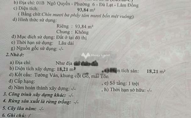 Bán đất 5.5 tỷ Đà Lạt, Lâm Đồng có diện tích tổng 94m2