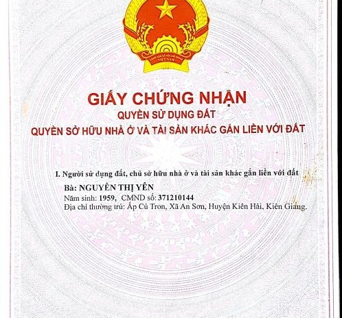 Ngay An Sơn, Kiên Hải bán đất 3 tỷ Diện tích nền 39.8m2