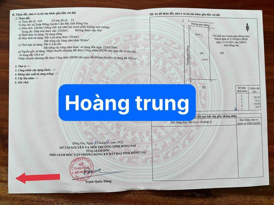 Bán đất nền dự án huyện Cẩm Mỹ tỉnh Đồng Nai giá 850.0 triệu-1