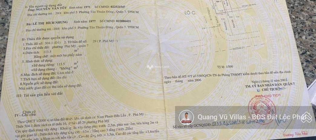 10.9 tỷ bán đất có một diện tích là 1135m2 vị trí tại Phạm Hữu Lầu, Phú Mỹ, hướng Bắc