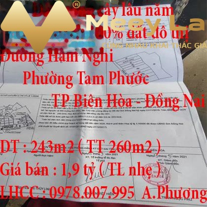 Bán đất Hàm Nghi, Đồng Nai, 260m2-01