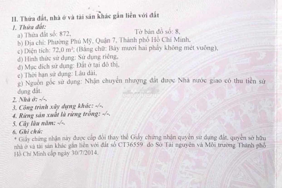 Nằm trên Phú Mỹ, Quận 7 bán đất, giá mềm chỉ 7.2 tỷ, hướng Tây - Nam diện tích chung 72m2-01