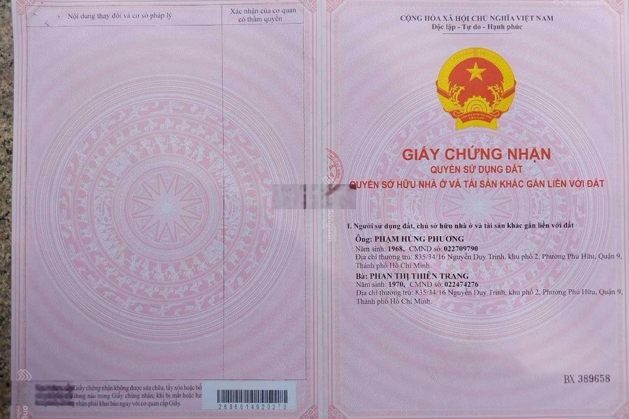 Bán nhà riêng phố Nguyễn Duy Trinh - Khu phố 2 - Phú Hữu - Quận 9 - HCM -01