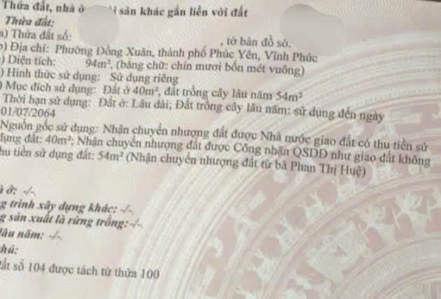 Bán đất thành phố Phúc Yên tỉnh Vĩnh Phúc giá 1.0 tỷ-2