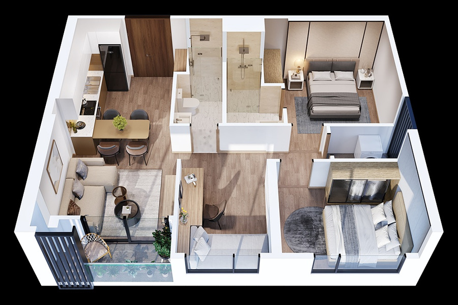 Bán căn hộ hàng hiệu 2PN góc + 1 đa năng, 2VS 63m2 tại Masteri Waterfront Gia Lâm giá cực tốt -01
