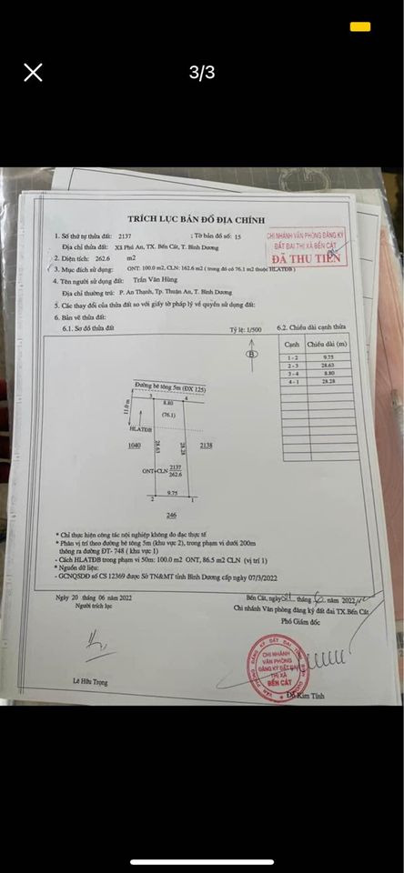 Bán đất thị xã Bến Cát tỉnh Bình Dương giá 2.0 tỷ-2