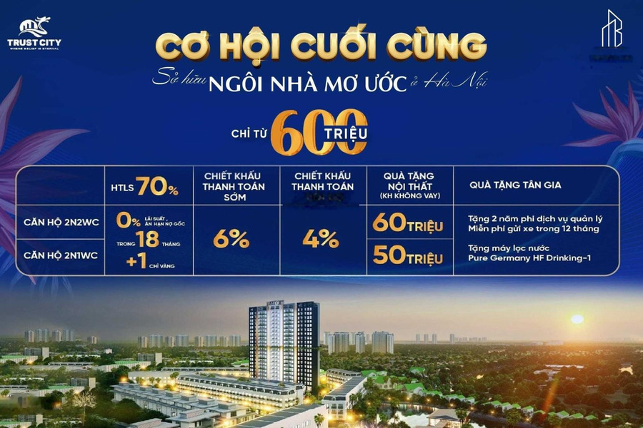 Cơ hội cuối cùng sở hữu quỹ căn hộ cao cấp 2PN 2VS giá chỉ 2tỷxxx, suất mua độc quyền - HTLS 18T -01