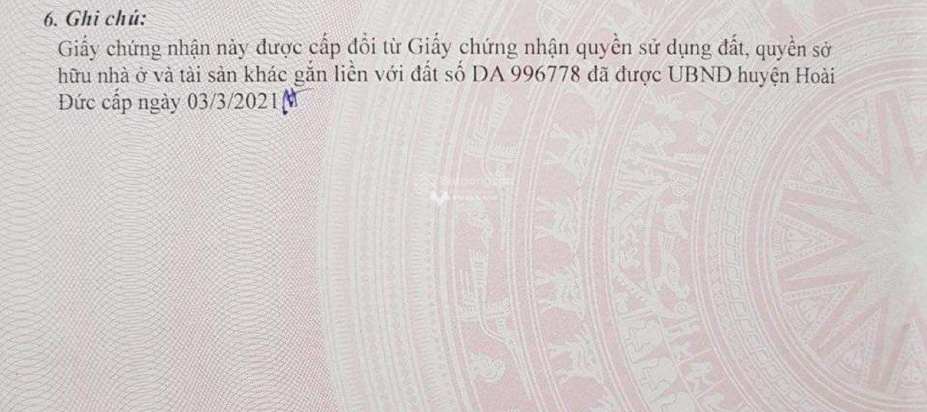 Giá bán siêu rẻ 6.57 tỷ, Bán đất có một diện tích sàn 87.6m2 vị trí hấp dẫn Đường 32, Hoài Đức, hướng Đông - Nam hỗ trợ pháp lý